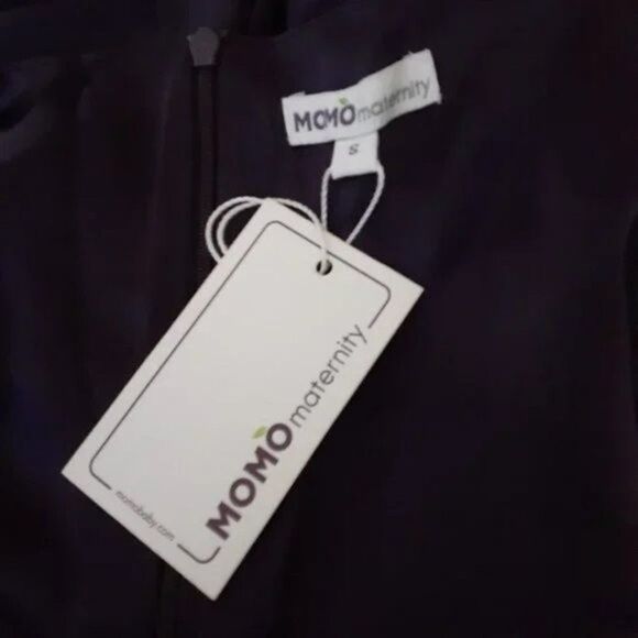 MoMo Women's Maternity Dress "Molly" 100% Silk Pleated Plum Size Small - Picture 6 of 7